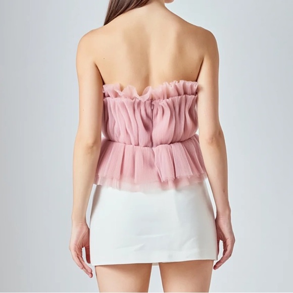 Endless Rose Strapless Tulle Peplum Top Size XS - Picture 2 of 6